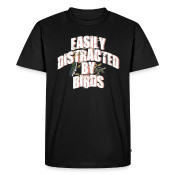 Facilement distrait par les oiseaux Amateur d’oiseaux - T-shirt Premium bio Homme - noir - Devant - Nico (187cm)