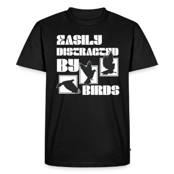 Facilement distrait par les oiseaux Amateur d’oiseaux - T-shirt Premium bio Homme - noir - Devant - Nico (187cm)