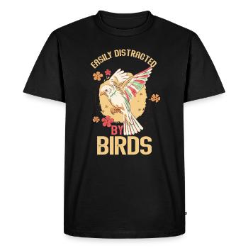 Facilement distrait par les oiseaux Amateur d’oiseaux - T-shirt Premium bio Homme - noir - Devant - Nico (187cm)