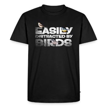 Facilement distrait par les oiseaux Amateur d’oiseaux - T-shirt Premium bio Homme - noir - Devant - Nico (187cm)