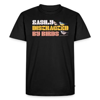 Facilement distrait par les oiseaux Amateur d’oiseaux - T-shirt Premium bio Homme - noir - Devant - Nico (187cm)