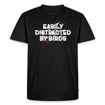 Facilement distrait par les oiseaux Amateur d’oiseaux - T-shirt Premium bio Homme - noir - Devant - Nico (187cm)