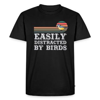 Facilement distrait par les oiseaux Amateur d’oiseaux - T-shirt Premium bio Homme - noir - Devant - Nico (187cm)