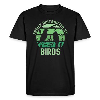 Facilement distrait par les oiseaux Amateur d’oiseaux - T-shirt Premium bio Homme - noir - Devant - Nico (187cm)