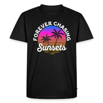 Forever Chasing Sunsets Retro Summer Vacation - Men's Premium Organic T-Shirt - black - Front - Nico (187cm)