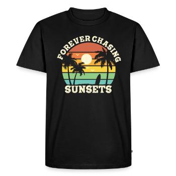 Forever Chasing Sunsets Retro Summer Vacation - Men's Premium Organic T-Shirt - black - Front - Nico (187cm)