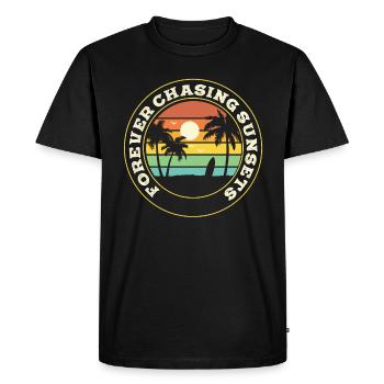Forever Chasing Sunsets Retro Summer Vacation - Men's Premium Organic T-Shirt - black - Front - Nico (187cm)
