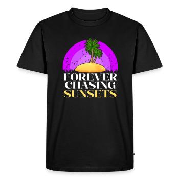 Forever Chasing Sunsets Retro Summer Vacation - Men's Premium Organic T-Shirt - black - Front - Nico (187cm)