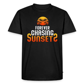 Forever Chasing Sunsets Retro Summer Vacation - Men's Premium Organic T-Shirt - black - Front - Nico (187cm)