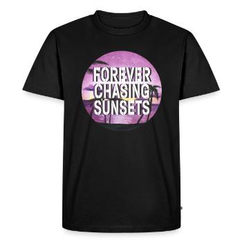 Forever Chasing Sunsets Retro Summer Vacation - Men's Premium Organic T-Shirt - black - Front - Nico (187cm)