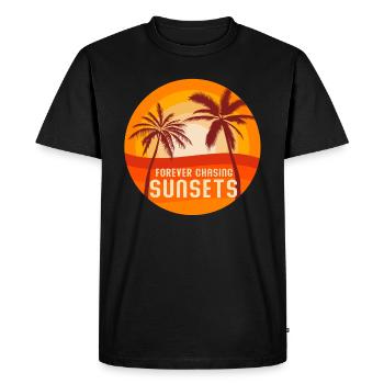 Forever Chasing Sunsets Retro Summer Vacation - Men's Premium Organic T-Shirt - black - Front - Nico (187cm)