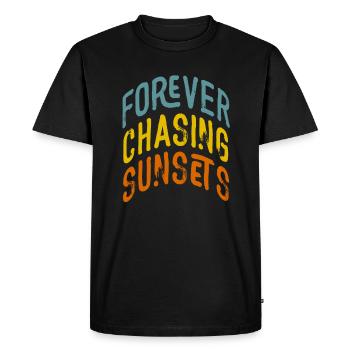 Forever Chasing Sunsets Retro Summer Vacation - Men's Premium Organic T-Shirt - black - Front - Nico (187cm)