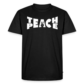 Teach Peace Word Game Groovy Hippie Teacher - Men's Premium Organic T-Shirt - black - Front - Nico (187cm)