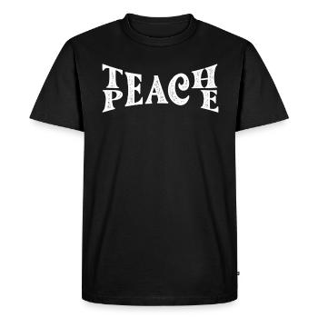 Teach Peace Word Game Groovy Hippie Teacher - Men's Premium Organic T-Shirt - black - Front - Nico (187cm)