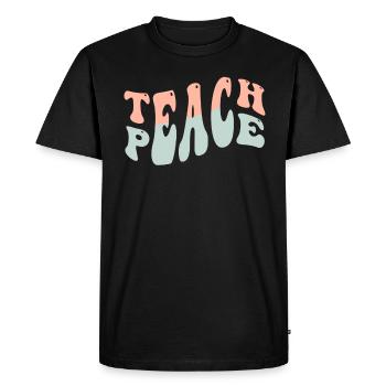 Teach Peace Word Game Groovy Hippie Teacher - Men's Premium Organic T-Shirt - black - Front - Nico (187cm)