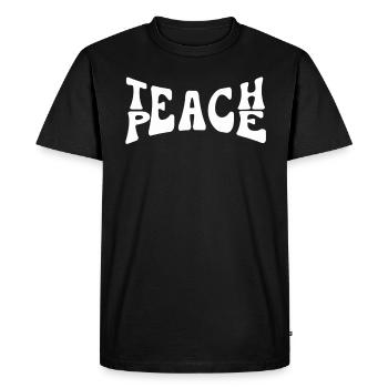 Teach Peace Word Game Groovy Hippie Teacher - Men's Premium Organic T-Shirt - black - Front - Nico (187cm)