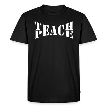 Teach Peace Word Game Groovy Hippie Teacher - Men's Premium Organic T-Shirt - black - Front - Nico (187cm)