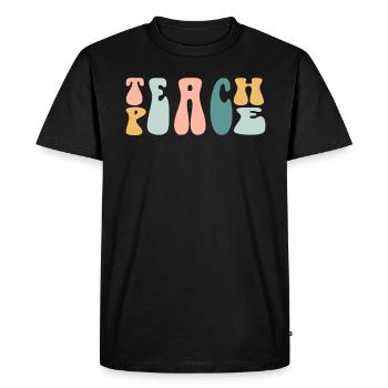 Teach Peace Word Game Groovy Hippie Teacher - Men's Premium Organic T-Shirt - black - Front - Nico (187cm)