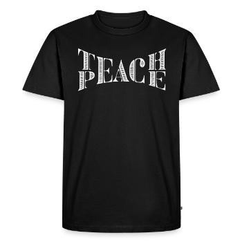 Teach Peace Word Game Groovy Hippie Teacher - Men's Premium Organic T-Shirt - black - Front - Nico (187cm)