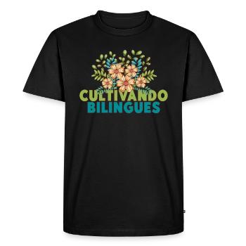 Cultivando Bilingües Spanish Teacher Apparel - Men's Premium Organic T-Shirt - black - Front - Nico (187cm)