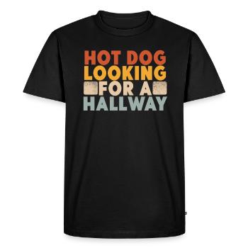 Hot-dog à la recherche d’un couloir - T-shirt Premium bio Homme - noir - Devant - Nico (187cm)