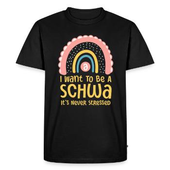 Ich will ein Schwa sein, der nie gestresst ist - Männer Premium Bio T-Shirt - Schwarz - Vorne - Nico (187cm)