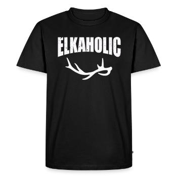 Elk Hunting Elkaholic Hunters - Men's Premium Organic T-Shirt - black - Front - Nico (187cm)