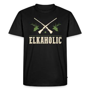 Elk Hunting Elkaholic Hunters - Men's Premium Organic T-Shirt - black - Front - Nico (187cm)