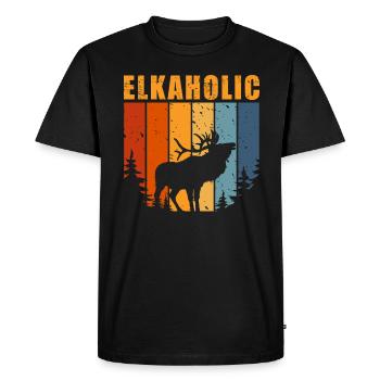 Elk Hunting Elkaholic Hunters - Men's Premium Organic T-Shirt - black - Front - Nico (187cm)
