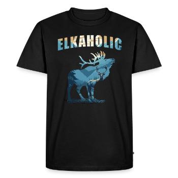 Elk Hunting Elkaholic Hunters - Men's Premium Organic T-Shirt - black - Front - Nico (187cm)