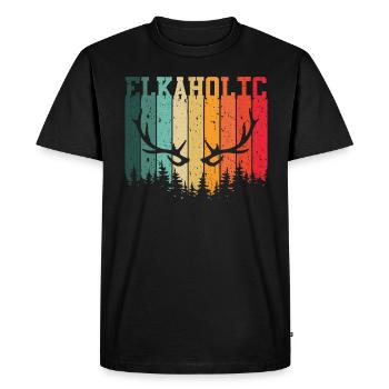 Elk Hunting Elkaholic Hunters - Men's Premium Organic T-Shirt - black - Front - Nico (187cm)