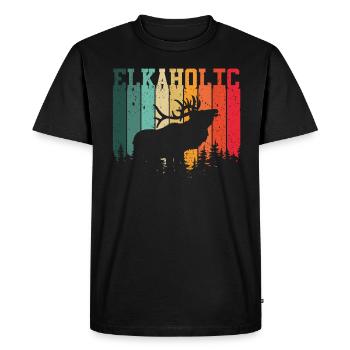 Elk Hunting Elkaholic Hunters - Men's Premium Organic T-Shirt - black - Front - Nico (187cm)