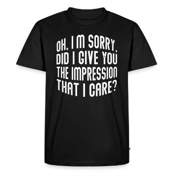 Indifférence, Sarcasme, Attitude différente - T-shirt Premium bio Homme - noir - Devant - Nico (187cm)