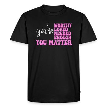 Dépression et conscience bipolaire : - T-shirt Premium bio Homme - noir - Devant - Nico (187cm)