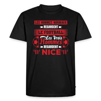 les vrais hommes regardent NICE fans club de foot - T-shirt Premium bio Homme - noir - Devant - Nico (187cm)