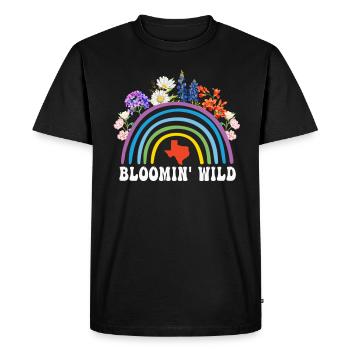 Champs de fleurs sauvages Fleurs sauvages Bluebonnet - T-shirt Premium bio Homme - noir - Devant - Nico (187cm)