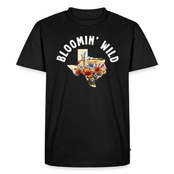 Champs de fleurs sauvages Fleurs sauvages Bluebonnet - T-shirt Premium bio Homme - noir - Devant - Nico (187cm)
