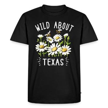 Champs de fleurs sauvages Fleurs sauvages Bluebonnet - T-shirt Premium bio Homme - noir - Devant - Nico (187cm)