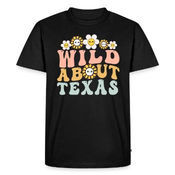 Champs de fleurs sauvages Fleurs sauvages Bluebonnet - T-shirt Premium bio Homme - noir - Devant - Nico (187cm)