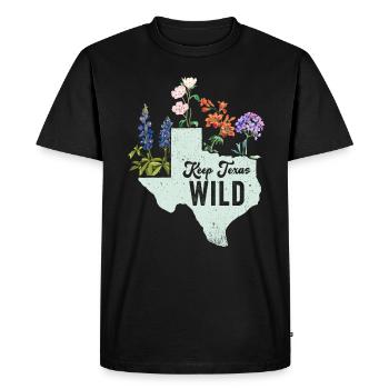 Champs de fleurs sauvages Fleurs sauvages Bluebonnet - T-shirt Premium bio Homme - noir - Devant - Nico (187cm)