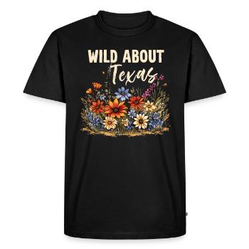 Champs de fleurs sauvages Fleurs sauvages Bluebonnet - T-shirt Premium bio Homme - noir - Devant - Nico (187cm)