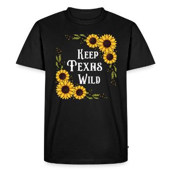 Champs de fleurs sauvages Fleurs sauvages Bluebonnet - T-shirt Premium bio Homme - noir - Devant - Nico (187cm)