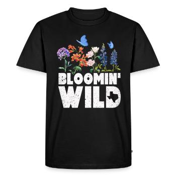 Champs de fleurs sauvages Fleurs sauvages Bluebonnet - T-shirt Premium bio Homme - noir - Devant - Nico (187cm)