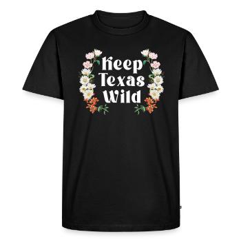Champs de fleurs sauvages Fleurs sauvages Bluebonnet - T-shirt Premium bio Homme - noir - Devant - Nico (187cm)