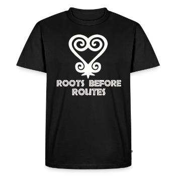 Symbole Sankofa Adinkra Ghana Noir - T-shirt Premium bio Homme - noir - Devant - Nico (187cm)