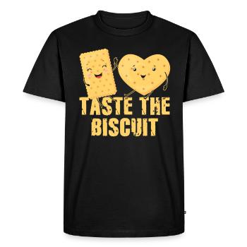 Goûtez le biscuit goûtez la bonté - T-shirt Premium bio Homme - noir - Devant - Nico (187cm)