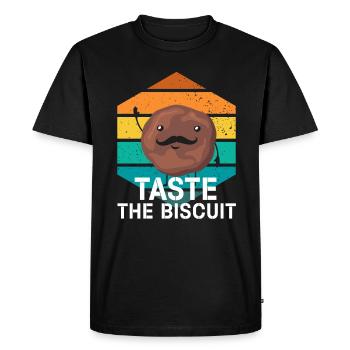 Goûtez le biscuit goûtez la bonté - T-shirt Premium bio Homme - noir - Devant - Nico (187cm)