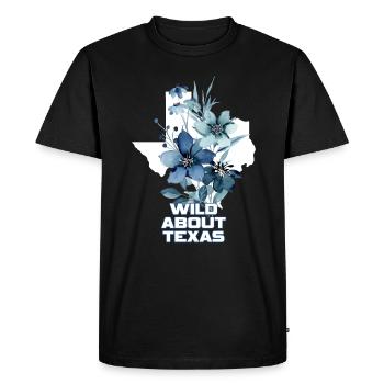 Champs de fleurs sauvages Fleurs sauvages Bluebonnet - T-shirt Premium bio Homme - noir - Devant - Nico (187cm)