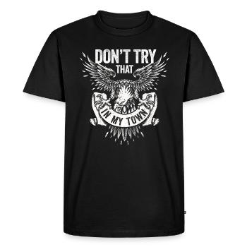 Petite ville américaine rétro aigle Vintage - T-shirt Premium bio Homme - noir - Devant - Nico (187cm)