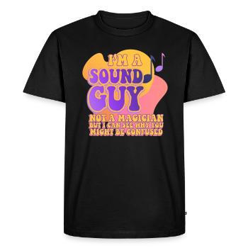 Le gars du son n’est pas un magicien - T-shirt Premium bio Homme - noir - Devant - Nico (187cm)